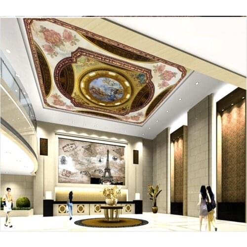 Ceiling Wallpaper Murals Living Room Bedroom Ceiling Mural Decor European flower mural ceiling