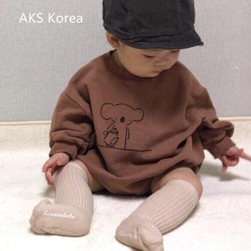 2021 New Spring and Autumn Baby Simple Loose Climbing Suit Hoody Neutral Girls and Boys Baby Cartoon One-piece Garment