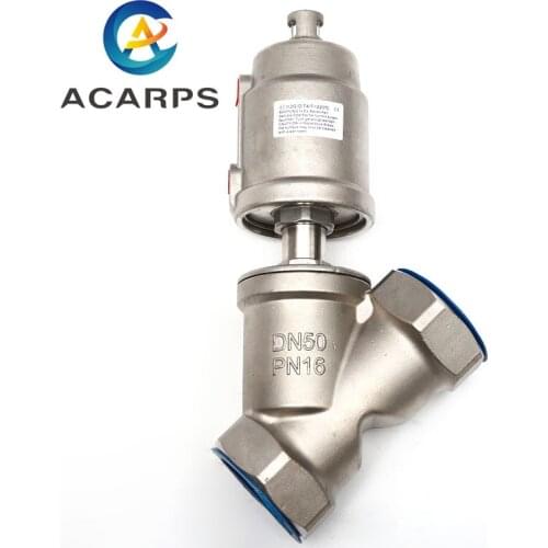 2" Stainless Steel Pneumatic Threaded Angle Seat Valve Y Type High Temperature Steam Threaded Angle Seat Valve