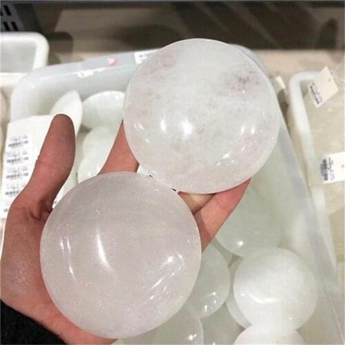 Polished Cheap Natural White Selenite Palm Quartz Crystal Healing