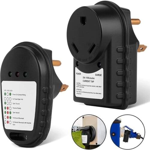 30A RV Circuit Tester Surge Adapter, 125V RV Power Pedestal Tester 14-50P Receptacle Analyzer for Travel Trailers