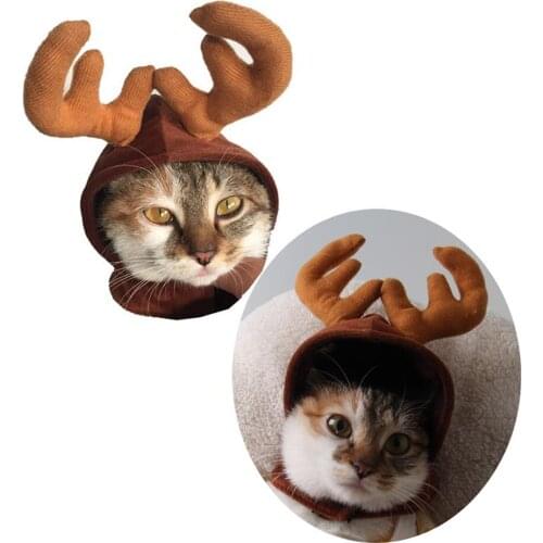 TINGHAO Pet Dog Puppy Cat Christmas Festival Hat Reindeer Elk Antlers Cap Xmas Costume