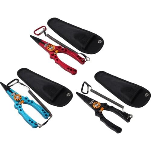 Aluminum Alloy Fishing Pliers, Fishing Tools Braid Cutters Split Ring Pliers, Rustproof Hook Remover with Sheath and Lanyard