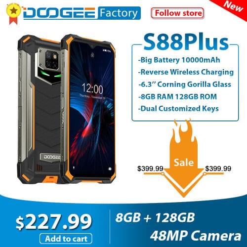 DOOGEE S88 Plus Smartphone IP68/IP69K 10000mAh Rugged Mobile Phone 8GB 128GB Android 10 Helio P70 Octa Core Global 4G Telephones