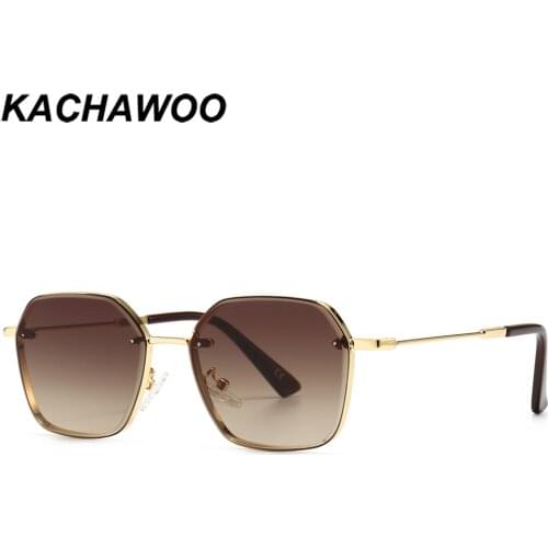 Kachawoo metal square sunglasses men retro sun glasses for women outdoor popular brown black grey Summer shades European style