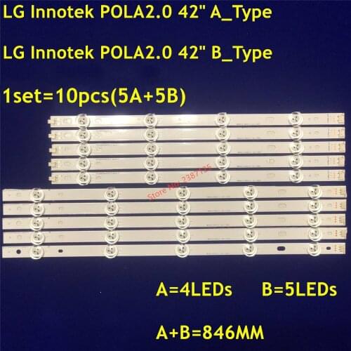 10PCS LED Strip 9leds For LG INNOTEK POLA2.0 42'' A/B TYPE Rev0.1 42LN5300 42LN5406-ZA 42LN5300 42LN5750 42LN5300-UB T420HVN05.0