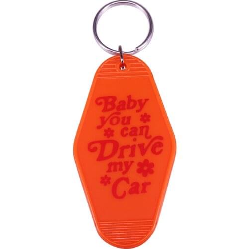 TheBeatles Baby you can drive my car Keyring Music Lyrics Keychian Orange Hotel Door card Accessory