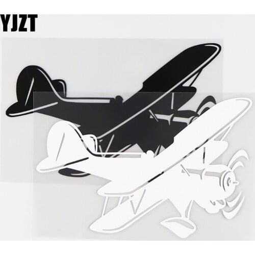 YJZT 15.3×10CM Aircraft Vinyl Decals Personality Body Decor Airplane Car Sticker Black / Silver 10A-0515