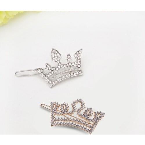 Sweet Princess Geometric Side Bangs Mini Hair Clips Women Hollow Out Tiara Crown Hairpins Glitter Rhinestone Vintage Barrettes