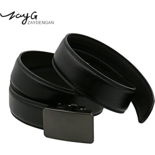 ZAYG Fashion Men Luxury Steel Automatic Buckle Belts Cowskin Genuine Belt Men Business Buckle Black Waist Male Simple Belt