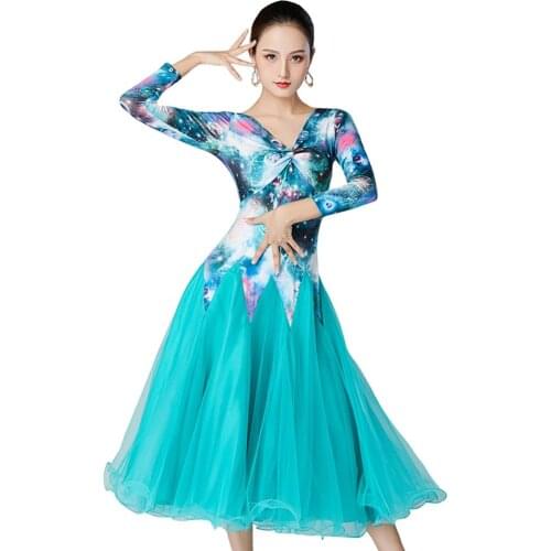Green standard dance dress for ballroom dance competition dress for dancing clothes ballroom dress waltz dress rumba dance wear