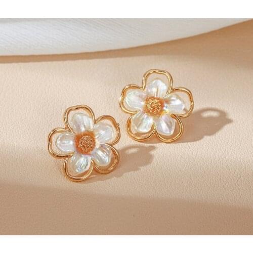 2020 New Trendy Designer Double Layer Flower Stud Earring For Women Fashion Gold Color Female Jewelry Birthday Valentine Gifts
