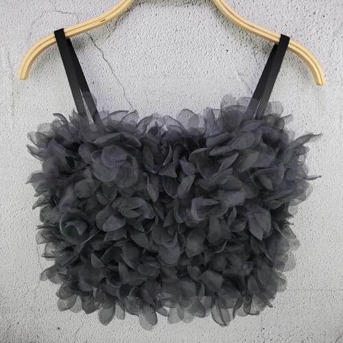 Cupnaya 3D Fairy Flowers Women Crop Top Cute Bustier Short Corset Bralette Camisole with Padding Tube Tank Vest Adjustable Size