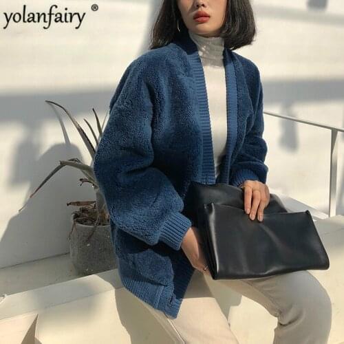 Real Fur Coat Women Sheep Shearing Winter Coat Women Korean Fashion 100% Wool Jacket for Women Clothes 2020 HYY-888 YY901