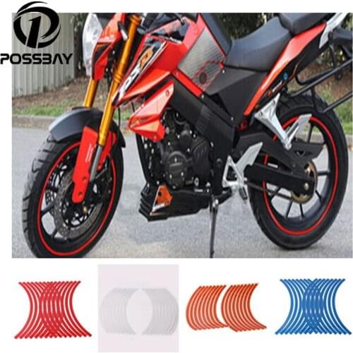 16pcs Strips Red/Orange/Blue/White Motorcycle Bike Wheel Tire Stickers Reflective Rim Tape Car Styling Sheet Sticker Tips 10-12"