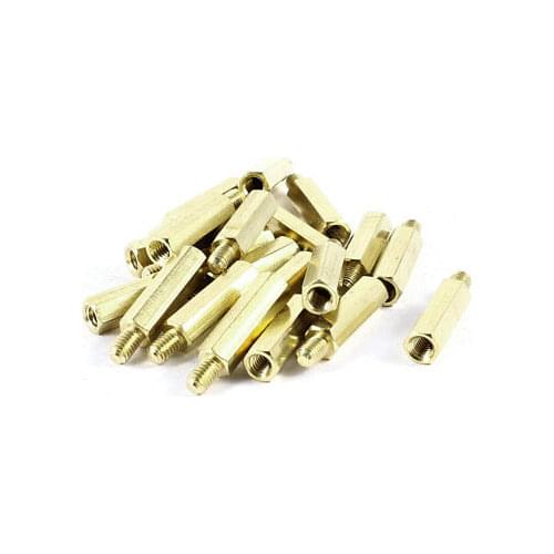 20 Pcs Brass Hex Standoff Spacer M4x20mm Female to M4x6mm Male M4 20+6mm