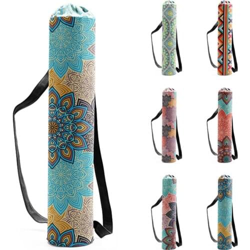2021 Women Men Portable Yoga Mat Bag Sports Fitness Printed Canvas Drawstring Yoga Bag Outdoor Pilates Fashion Fitness Bag NEW