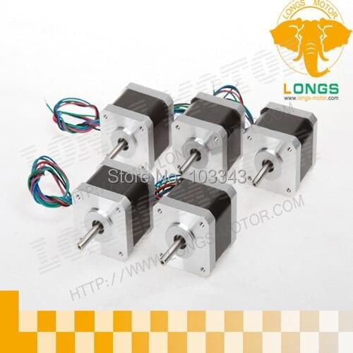 5pcs Nema17 stepper motor with 60oz.in, 2.4A, 0.9Degree,48mm length,4 leads mini dc motor CNC MILL--longs motor
