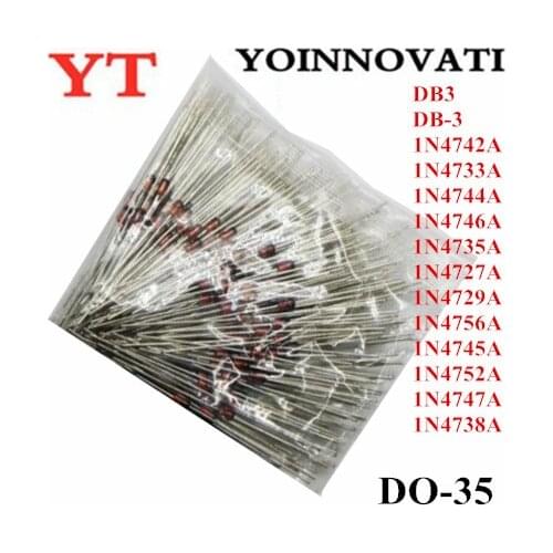 500pcs/lot DB3 DB-3 1N4742A 1N4733A 1N4744A 1N4746A 1N4735A 1N4727A 1N4729A 1N4756A 1N4745A 1N4752A 1N4747A 1N4738A DO35