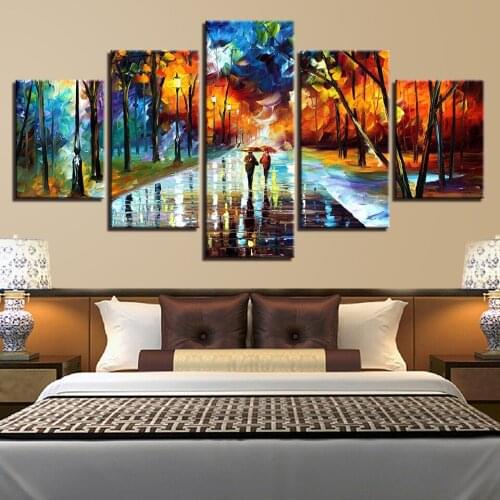 Abstract Color Tree Walking In The Rain Nightscape full drill square round embroidery rhinestones 5d diy diamond painting sale