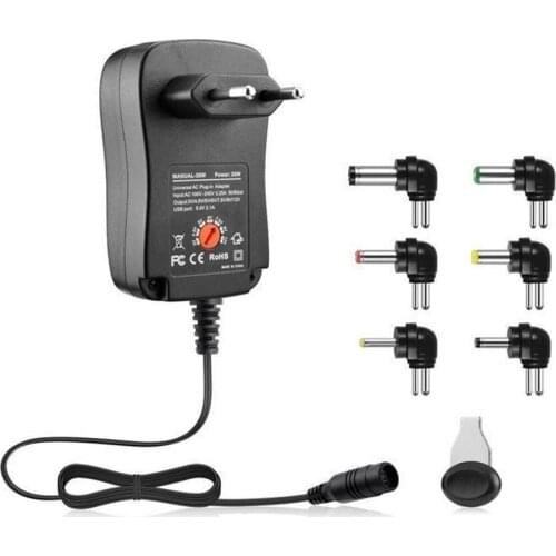 3-12V 30W 2.1A AC/DC Power Supply Adaptor Universal Charger Adaptor with 6 Plugs Adjustable Voltage Regulated Power Adapter DC