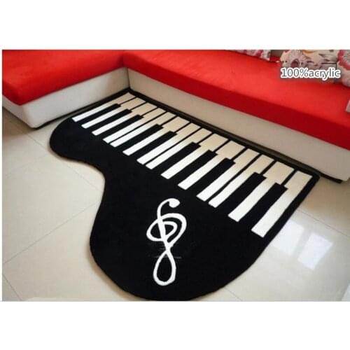 Acrylic piano shaped creative personality carpet bedroom living room table thick black and white rug childrens piano mat