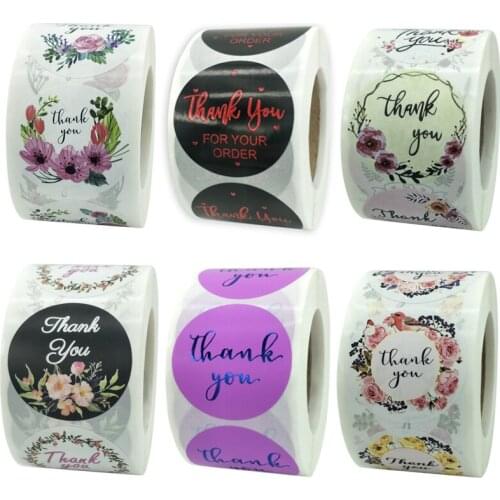 Big Size Thank You for Your Order Stickers Seal Labels Purple Red Stamping Floral for Business Birthday Wedding Giveaway Party