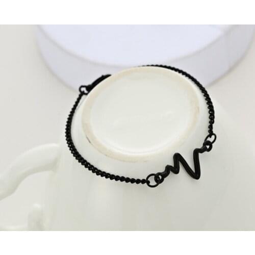 Bracelets Jewelry New Fashion Simple Personality Bileklik Ecg Figure Lightning Bracelet Couple Heartbeat Frequency Bracelet