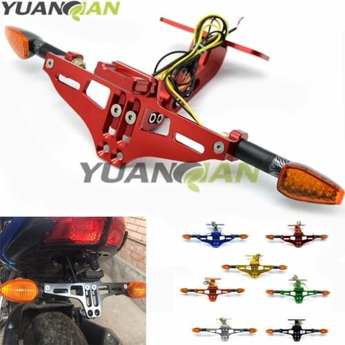 CNC Adjustable License Number Plate Frame Holder Bracket with light for Kawasaki MOTO GUZZI MV Suzuki BMW Ducati Yamaha R6