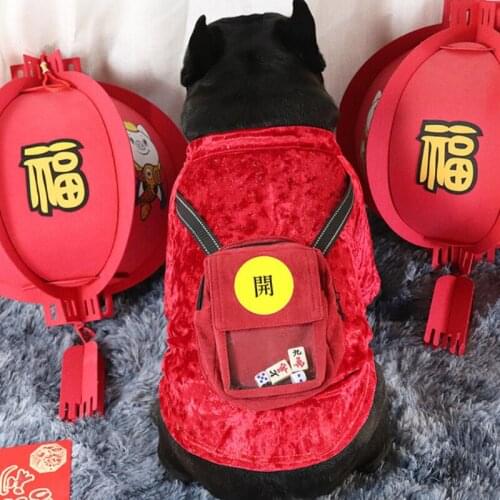 Chinese New Year Dog Clothing French Bulldog Clothes Winter Pet Coat Jacket Poodle Pomeranian Schnauzer Pug Costume Tang Suit