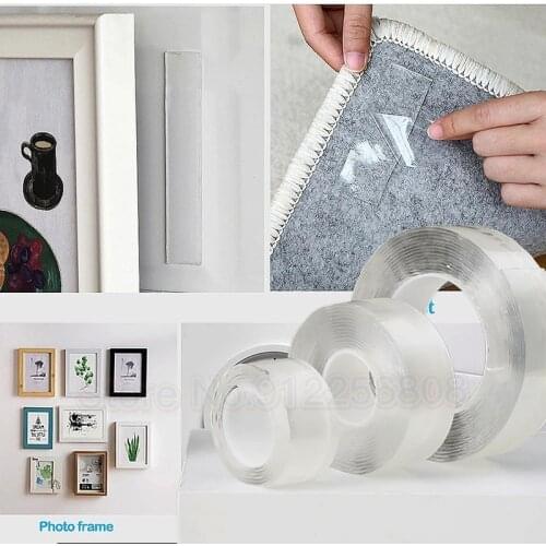 Tape Photo Picture Frame Super Strong Hooks On The Wall Hangers Hard Adhesive Double Sided Nano Glue Home Stickers WaterProof