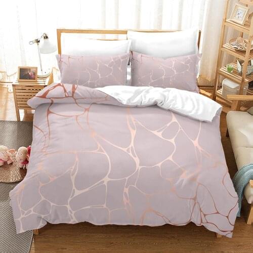 3D Print Geometric Pink Marble Comforter Bedding Set Cover Girls Bed Cover Bedspread 2/3 Pcs Twin Full Queen Size Linen Bedding