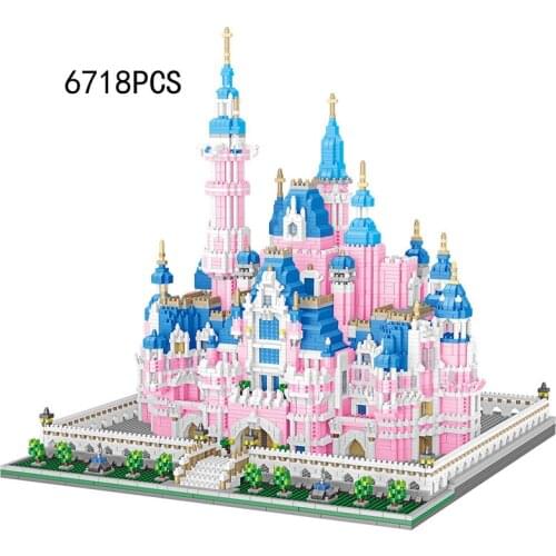 City Fairyland building brick micro diamond block world famous pink fairy tale princess Castle model nanobrick toy for gift