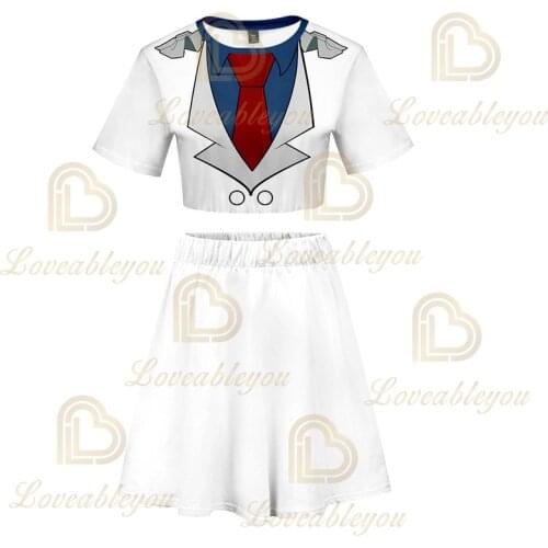 2021 Anime Detective Suit Cosplay Costume Dress Top +Skirt Suit Crop Tops Dress 2 Piece Sets Summer Clothing