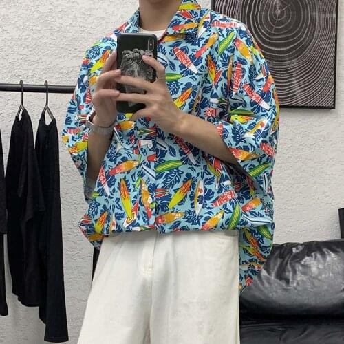 Short sleeved hot summer swimming beach loose casual shirt bathrobe beach half sleeved top