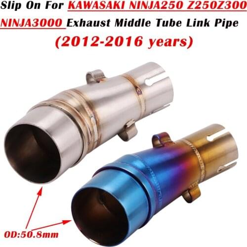Motorcycle Stainless Steel Exhaust Muffler Modified Motorbike Middle Link Pipe For Kawasaki Ninja250R Ninja 300 Z300 Z250