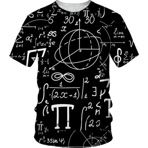 Mathematical Formula 3D Print T-shirt Men 2021 Summer O Neck Short Sleeve Tees Tops Fashion Style Male Clothes Casual T-shirts