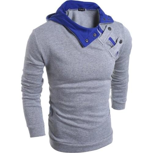 2020 autumn winter mens fashion Hooded sweater casual mens Solid color Oblique collar pullover Long sleeve warm sweater Tops