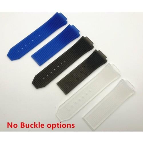 Soft Rubber Silicone transparent black blue Watchband 25*17mm for Hublot strap for Big Bang belt watch band Bracelet logo on