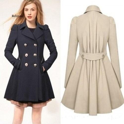 Autumn Winter Women Coats Ladies Blends Double Breasted Windbreaker Causal Solid Slim Fit Long Wool Trench Coat Plus Size