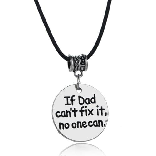 Charm Leather Rope Jewelry If Dad Can't Fix It Pendant Necklace Love Family Daddy Men Fathers Day Choker Collar Gifts Bijoux