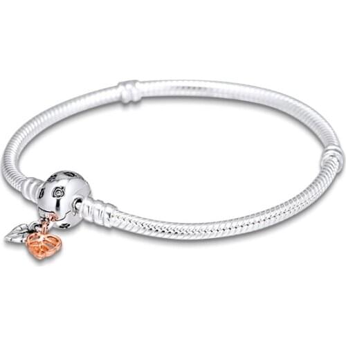 Authentic 925 Sterling Silver Moments Leaves Snake Clasp Bracelet for Women Jewelry Free Shipping