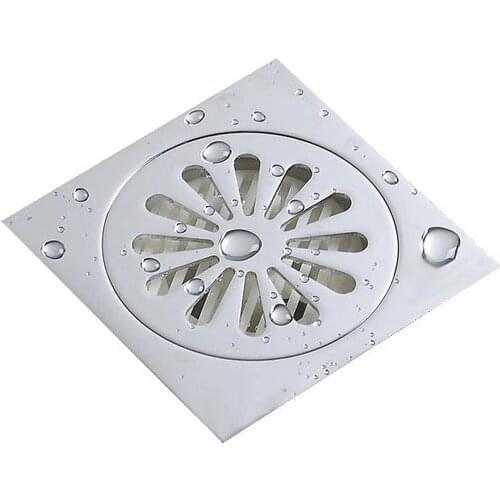 Polished Chrome Brass Square Floor Waste Grates Bathroom Shower Drain Floor Drain Lhr001