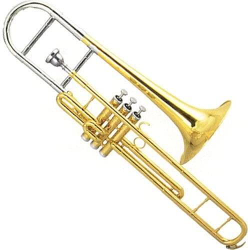 Popular grade Piston Valves Tromebone gold lacquer brass Slide sleeve and Bell