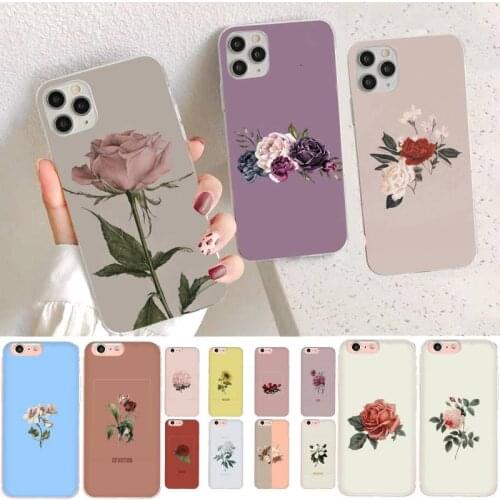 YNDFCNB Clear Simple Flower Phone Case for iPhone 11 12 pro XS MAX 8 7 6 6S Plus X 5S SE 2020 XR case