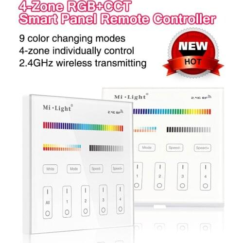 T4; 4-Zone RGB+CCT Smart Panel Remote Controller;AC80-240V or AC90-110V input