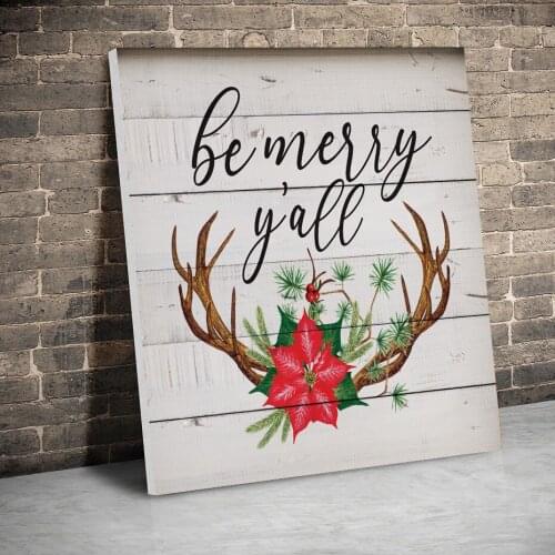 Framed Be Merry Yall Christmas Decor Posters Canvas Paintings Wall Art Canvas Prints Pictures Kids Room Decor Home Inner Frame