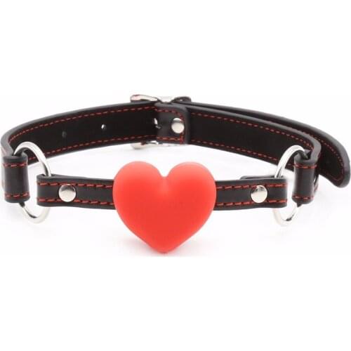 VaHppy Adult games Sex toys for woman men Mouth ball Collar Silica gel Leather Adjustable bdsm sex for couples erotic toys WP001