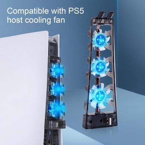 Cooling Fan 3 Fans Radiator Fan Mute Black High Efficiency Console Host External USB Cooler for PS5