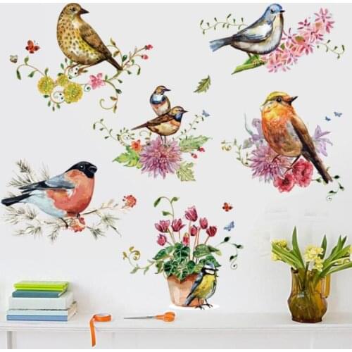 Vintage bird wallpaper Modern Pink Flower Wallpaper Living Room Bedroom Kitchen Bathroom Wall Paper Home Decoration